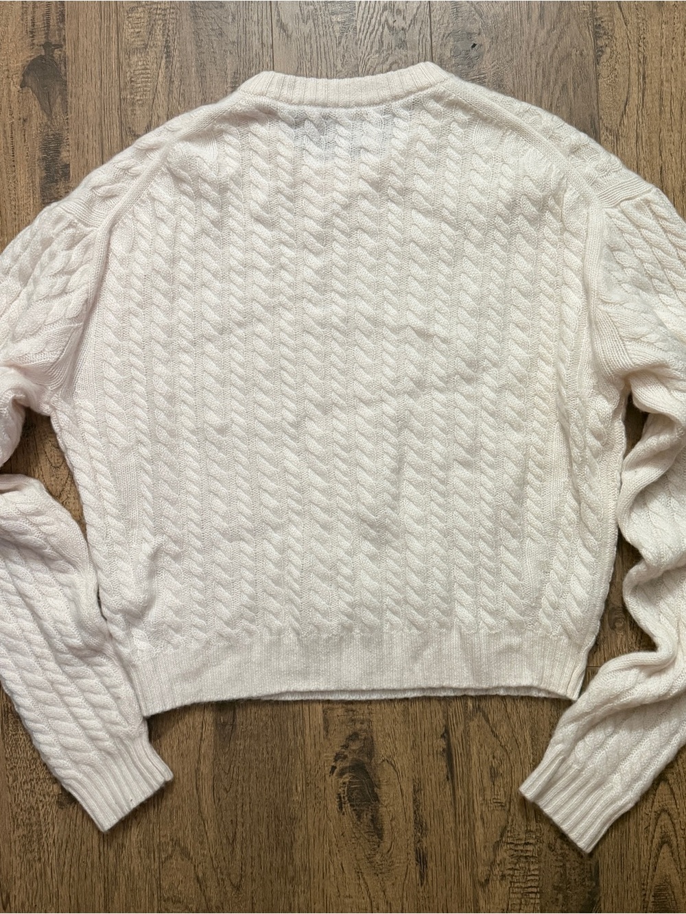 $228 J. Crew ๐ฏ Cashmere Shrunken Cable Knit Crewneck Sweater, Ivory, M Medium - Picture 7 of 8